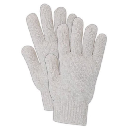 Magid Machine Knit Gloves, White, M, 12 PK T93C